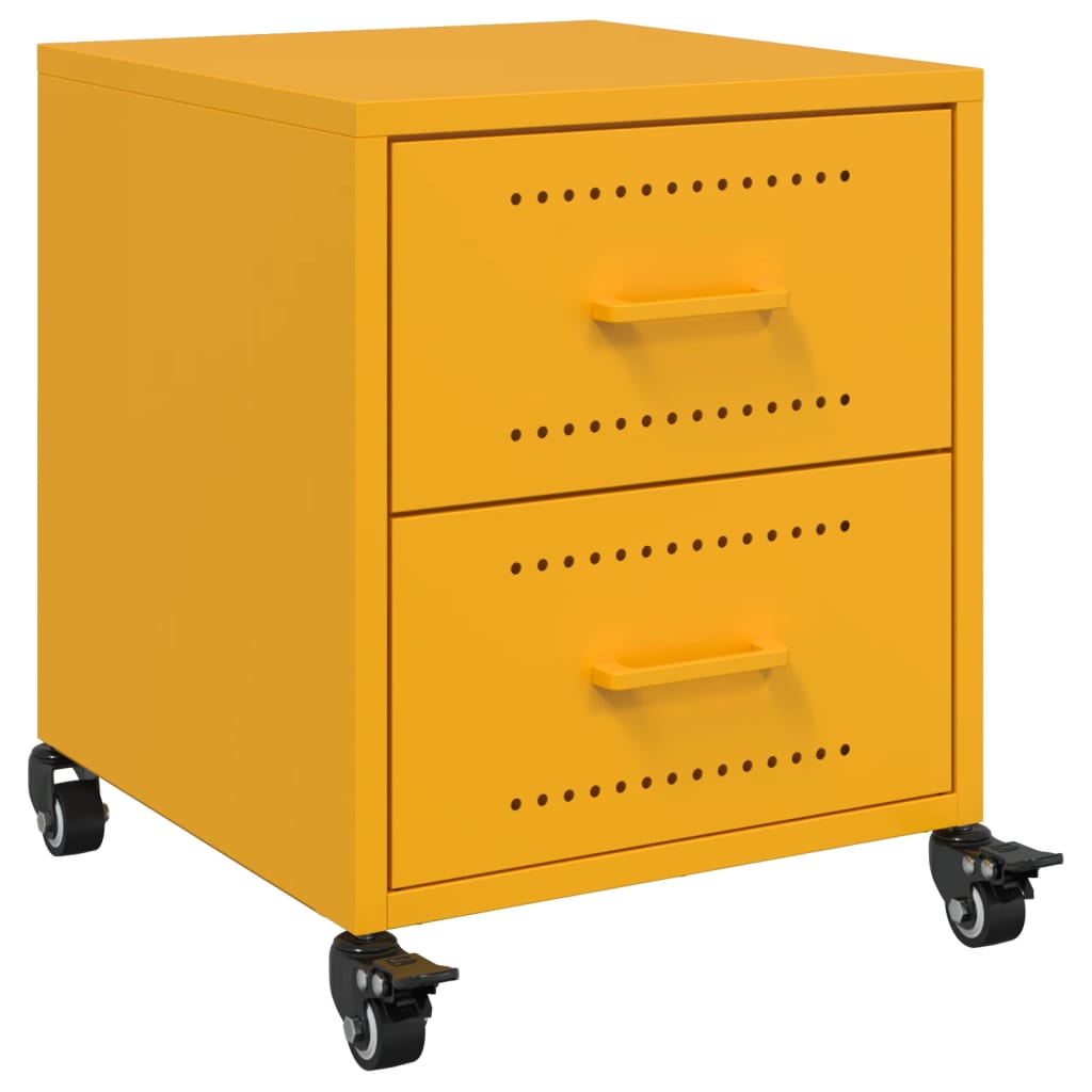 Tables de chevet 2 pcs. Jaune moutarde 36x39x43,5 cm en acier