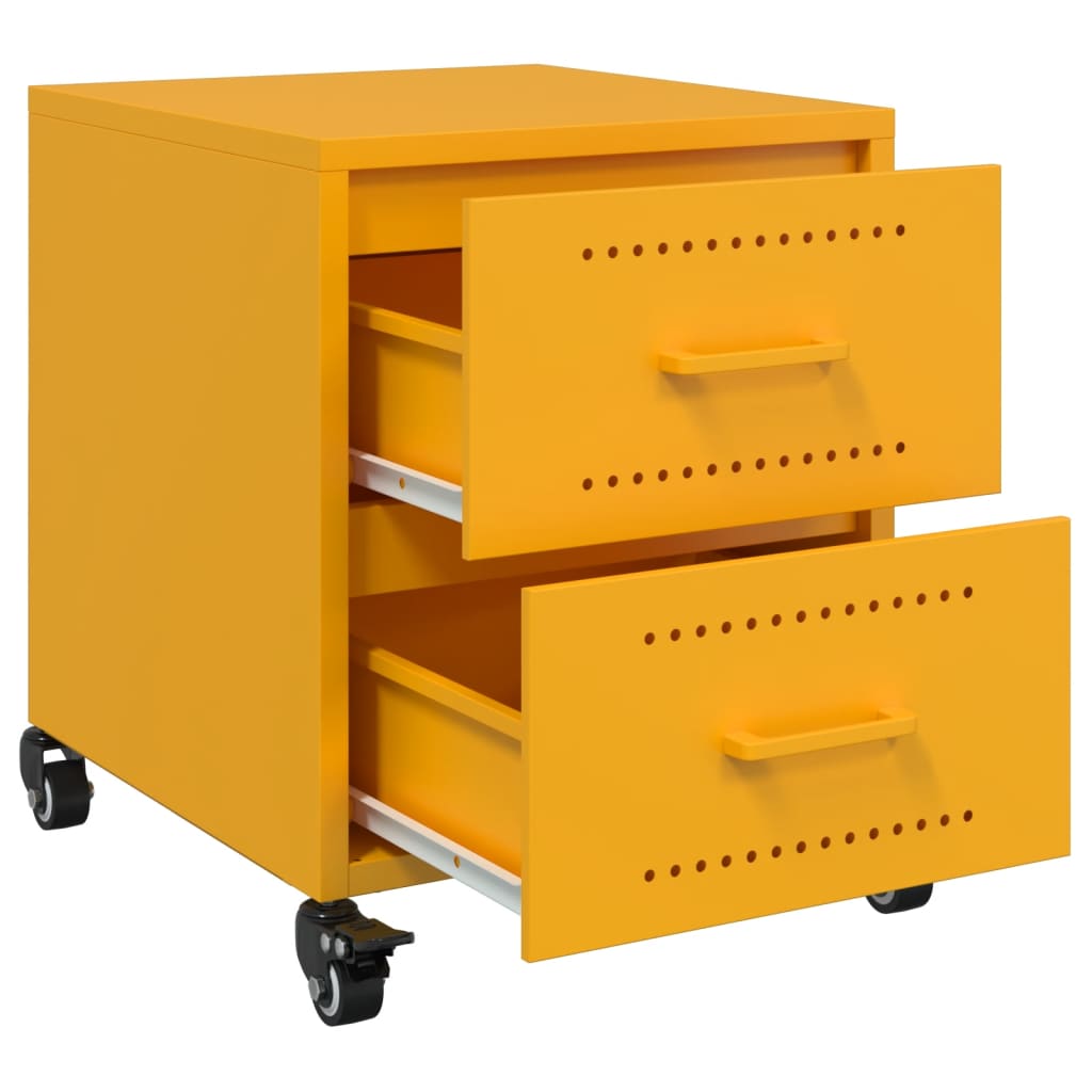 Tables de chevet 2 pcs. Jaune moutarde 36x39x43,5 cm en acier