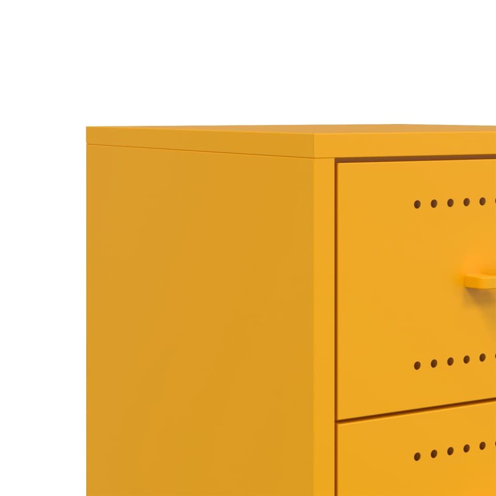 Tables de chevet 2 pcs. Jaune moutarde 36x39x43,5 cm en acier