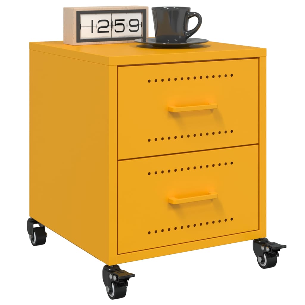 Tables de chevet 2 pcs. Jaune moutarde 36x39x43,5 cm en acier