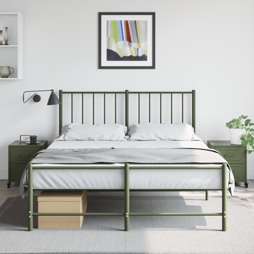 Bedside tables 2 pcs. Olive green 36x39x43.5 cm steel