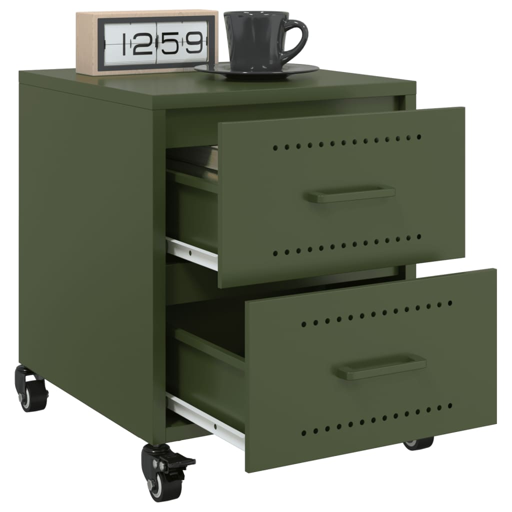 Bedside tables 2 pcs. Olive green 36x39x43.5 cm steel