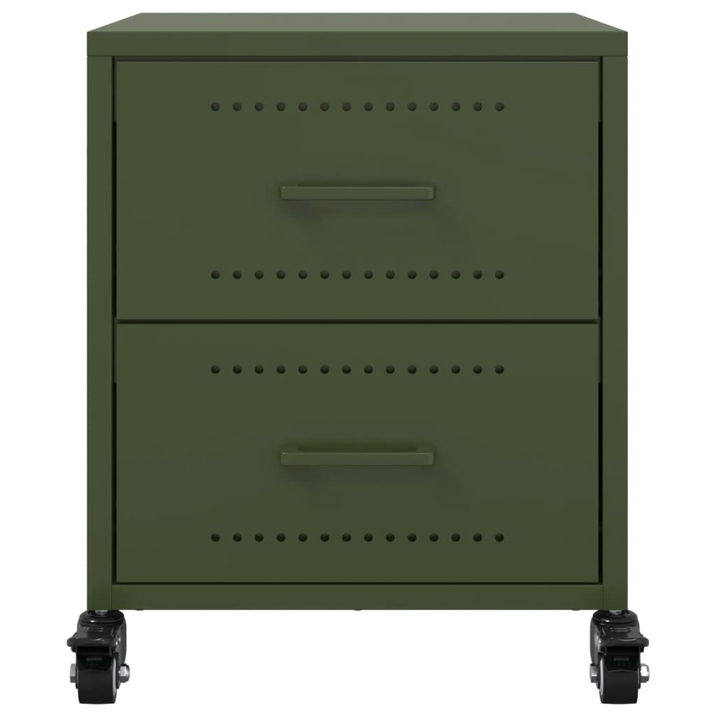 Bedside tables 2 pcs. Olive green 36x39x43.5 cm steel
