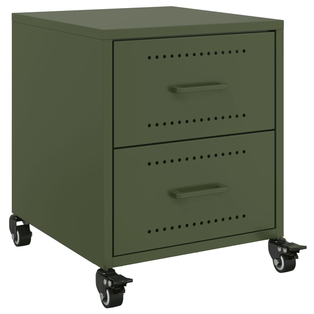 Bedside tables 2 pcs. Olive green 36x39x43.5 cm steel
