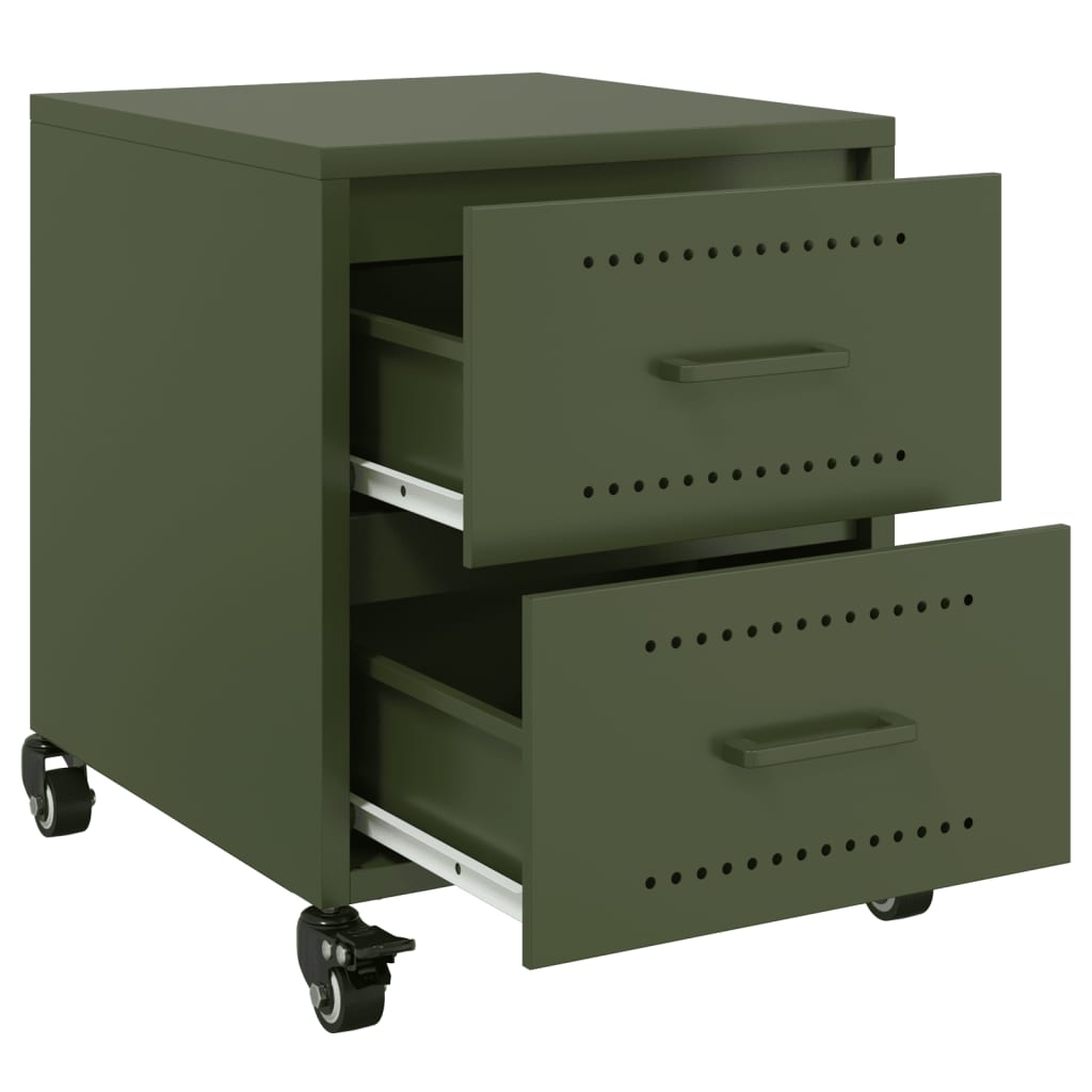 Bedside tables 2 pcs. Olive green 36x39x43.5 cm steel