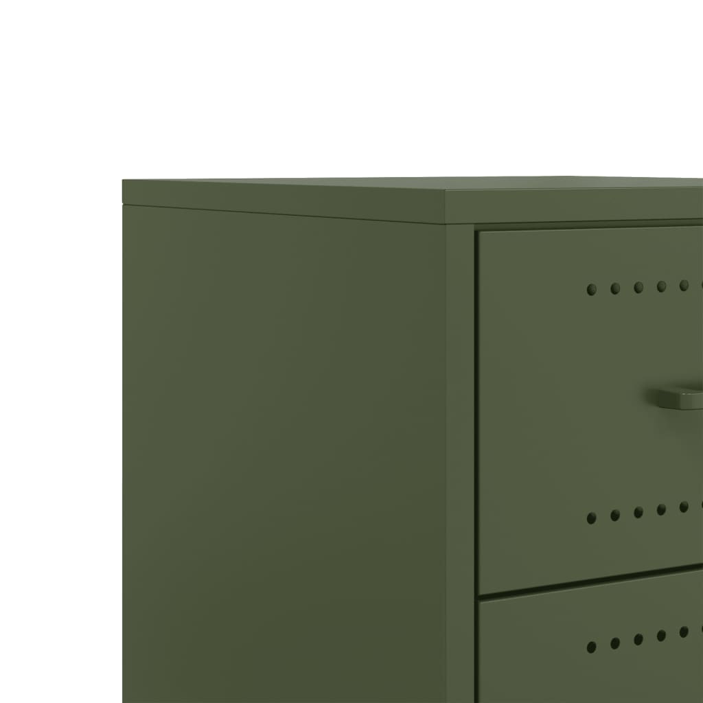 Bedside tables 2 pcs. Olive green 36x39x43.5 cm steel