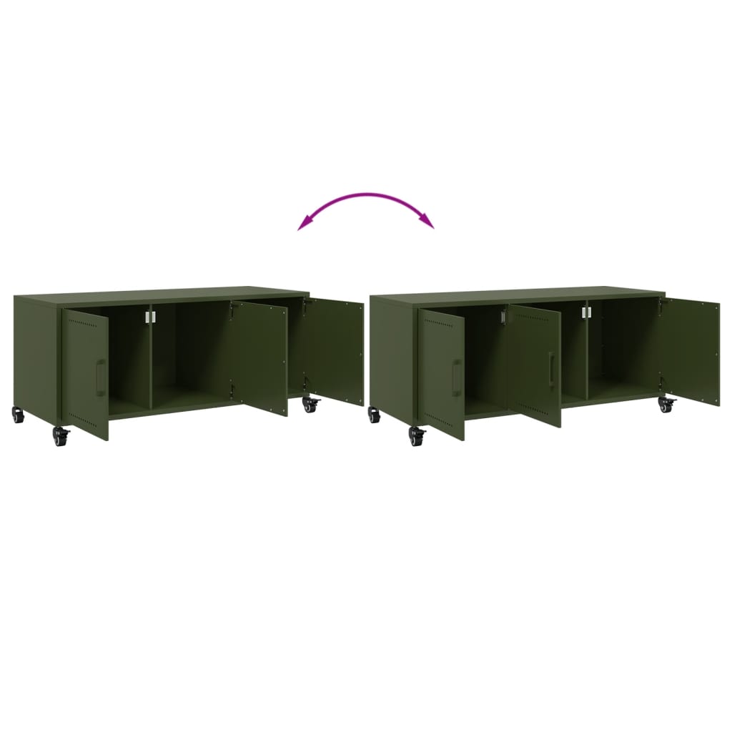 Meuble TV vert olive 100,5x39x43,5 cm en acier