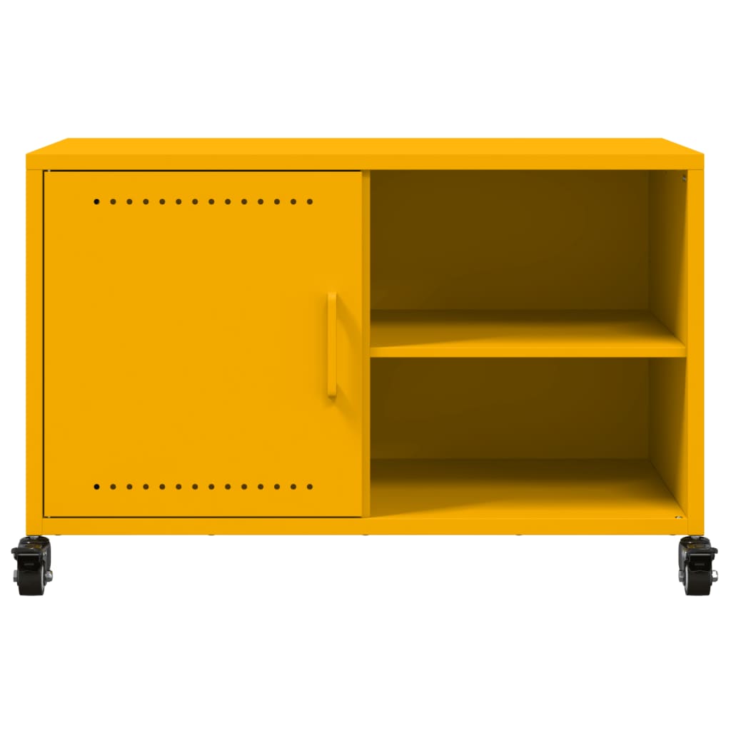 Meuble TV jaune moutarde 68x39x43,5 cm en acier