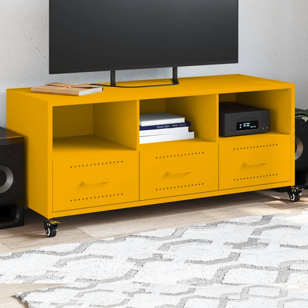Meuble TV jaune moutarde 100,5x39x43,5 cm en acier