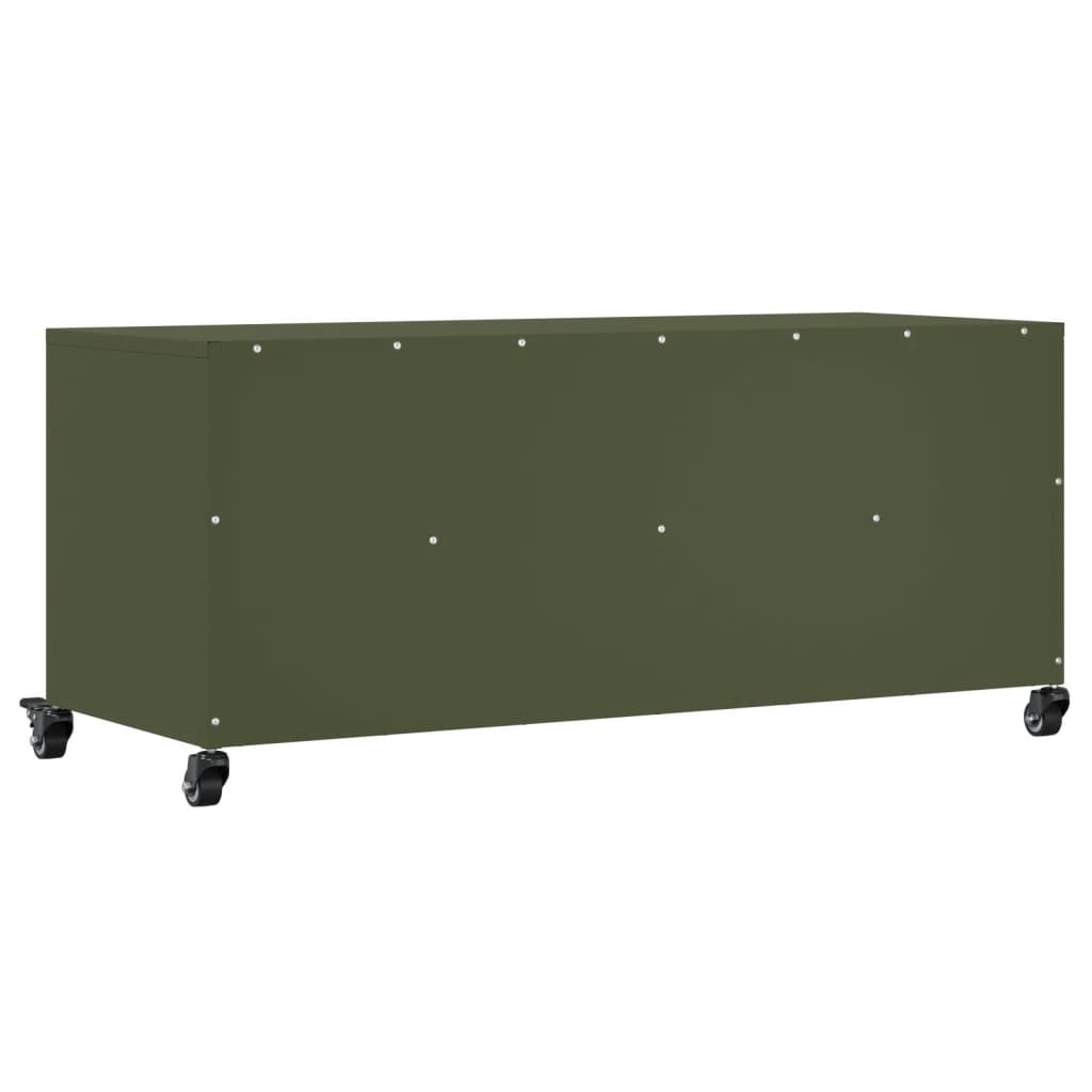 Meuble TV vert olive 100,5x39x43,5 cm en acier