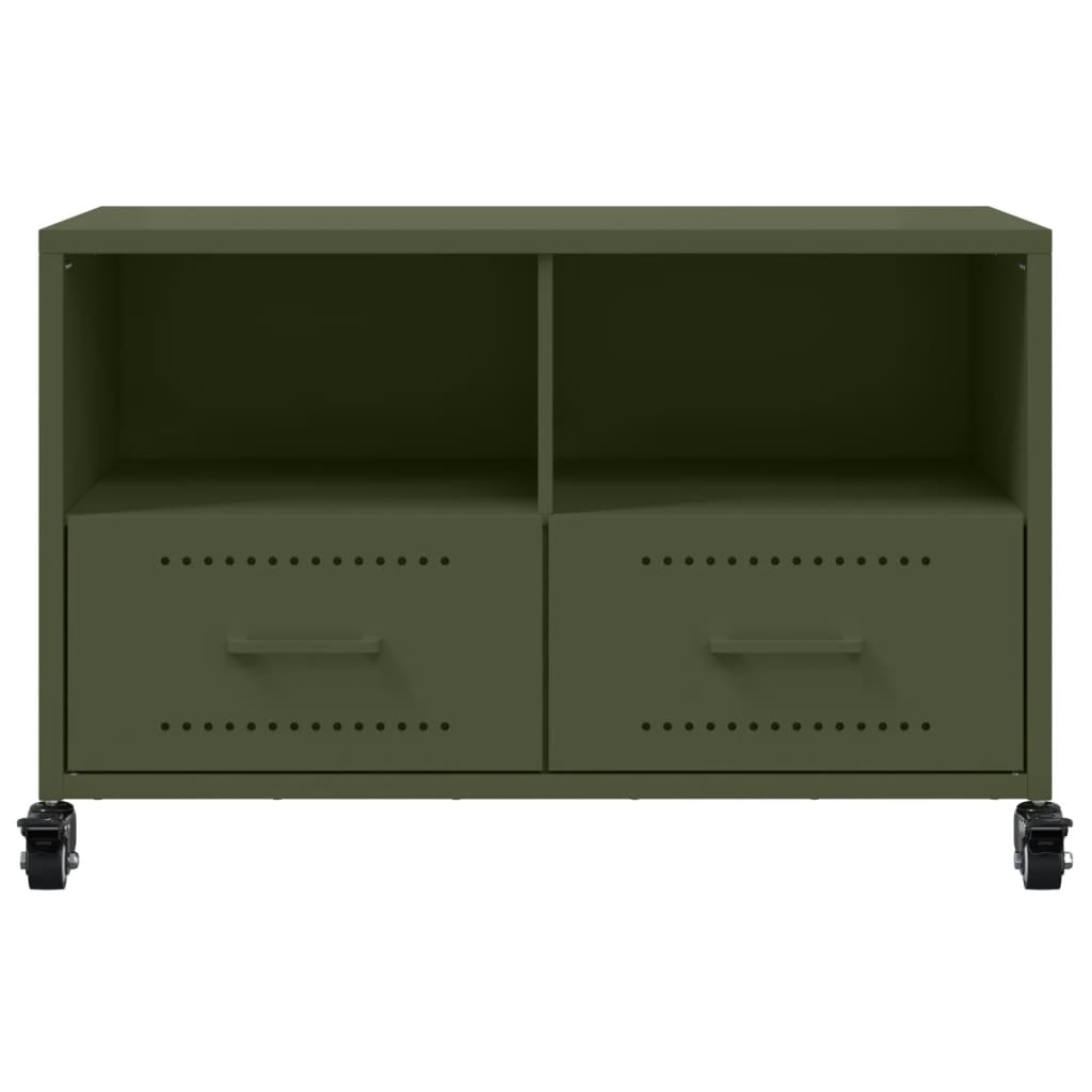 Meuble TV vert olive 68x39x43,5 cm en acier