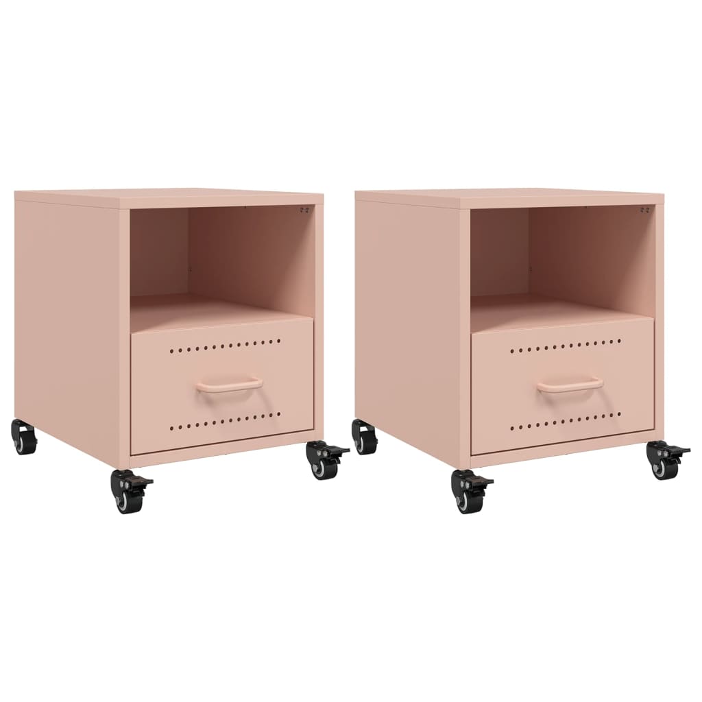 Tables de chevet 2 pcs. Rose 36x39x43,5 cm en acier