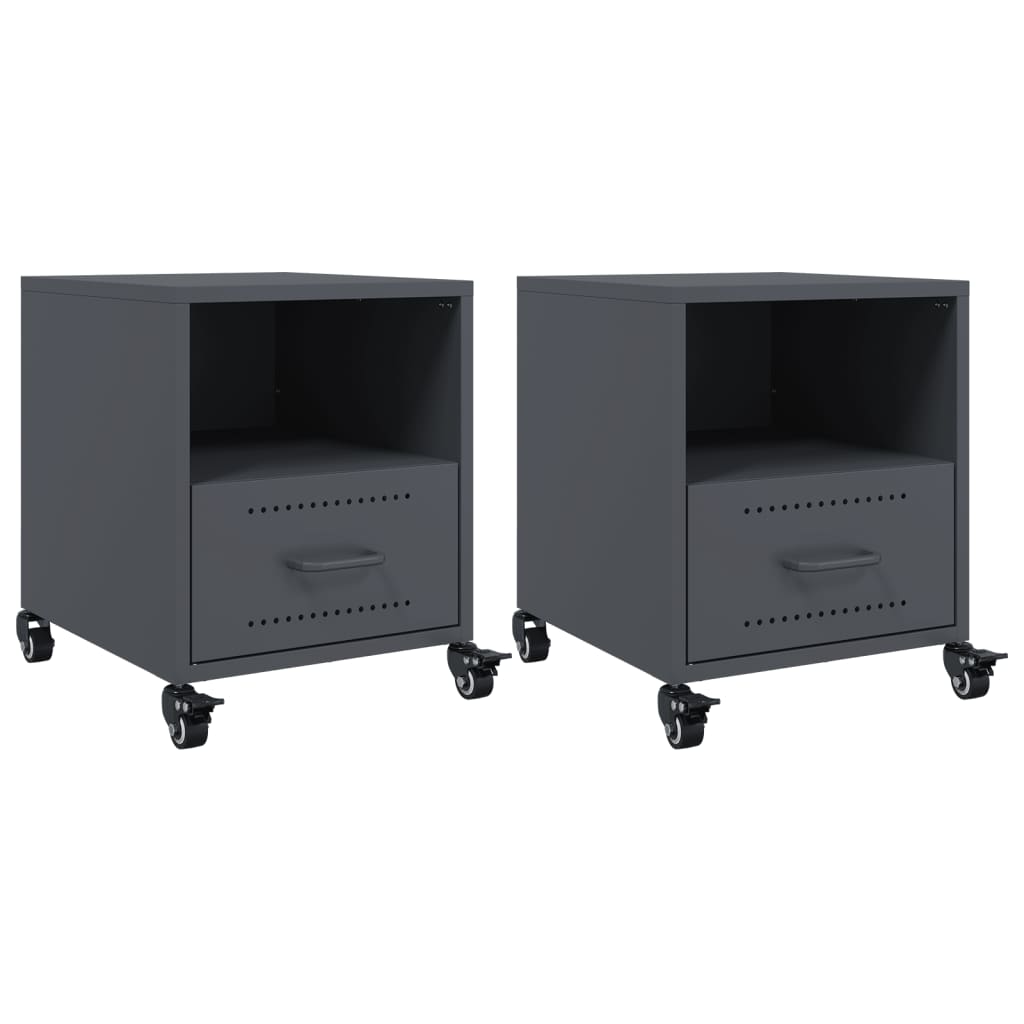 Bedside tables 2 pcs. Anthracite 36x39x43.5 cm steel