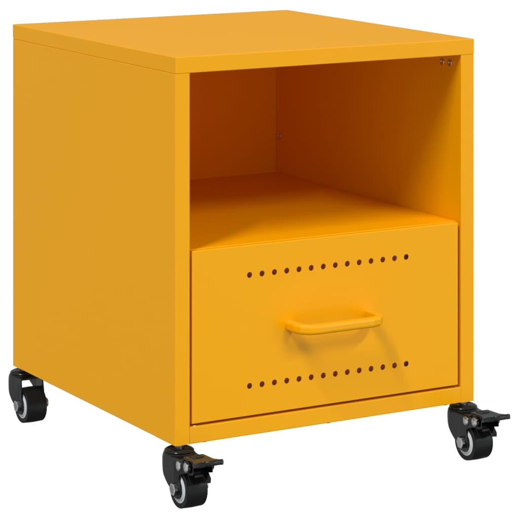 Bedside table mustard yellow 36x39x43.5 cm steel