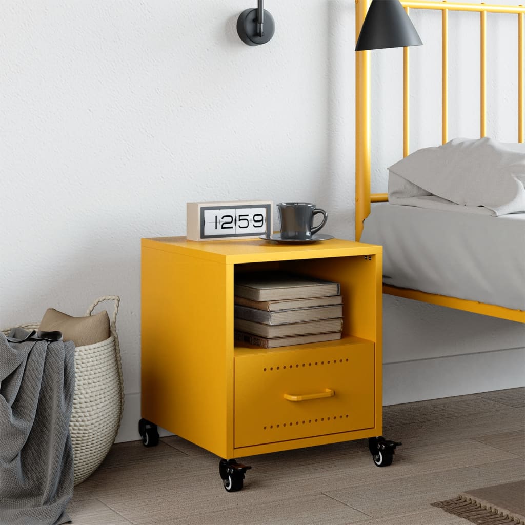 Bedside table mustard yellow 36x39x43.5 cm steel