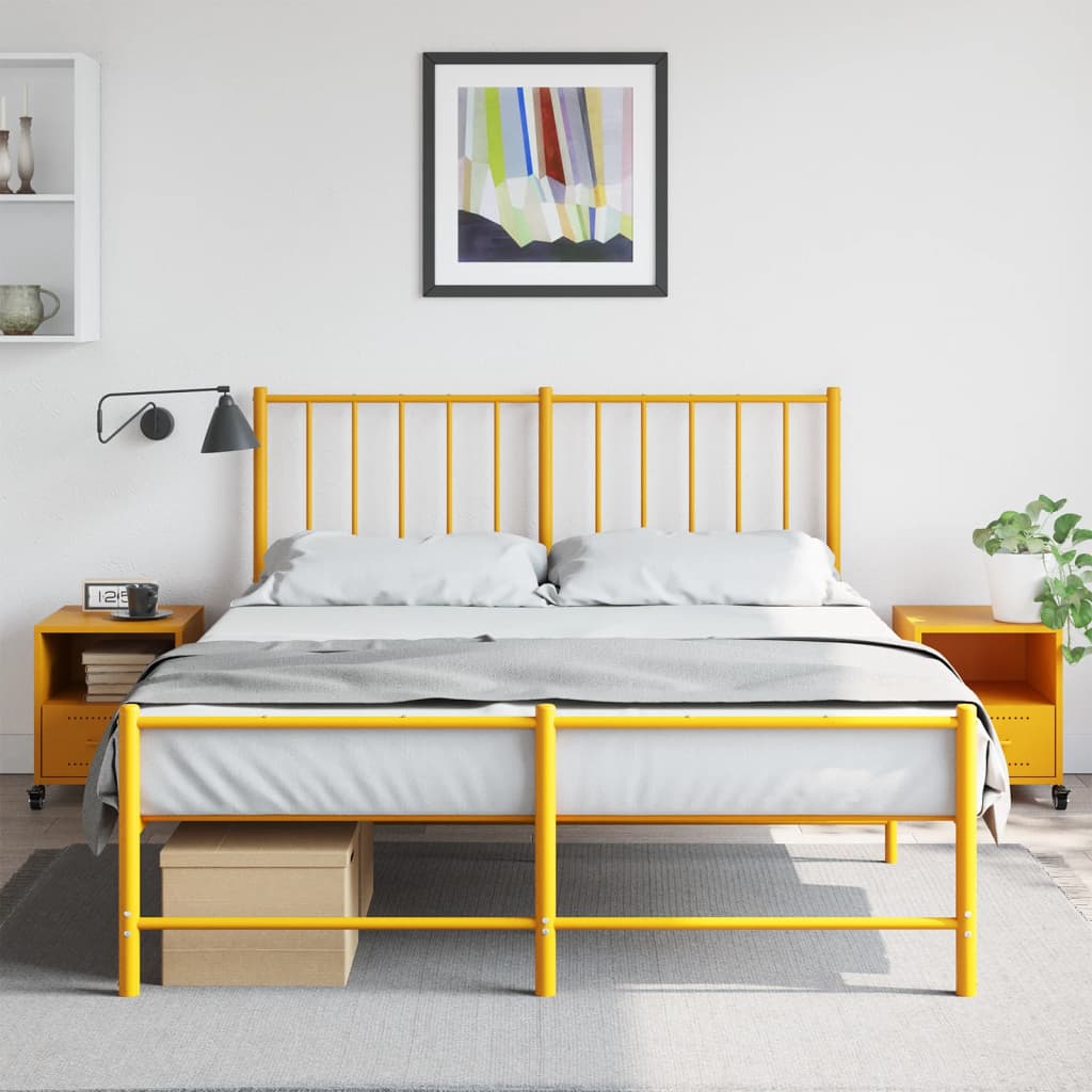 Tables de chevet 2 pcs. Jaune moutarde 36x39x43,5 cm en acier