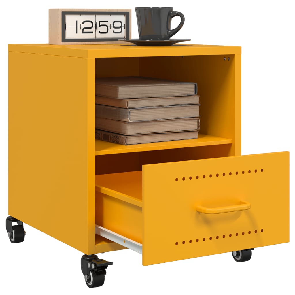 Tables de chevet 2 pcs. Jaune moutarde 36x39x43,5 cm en acier