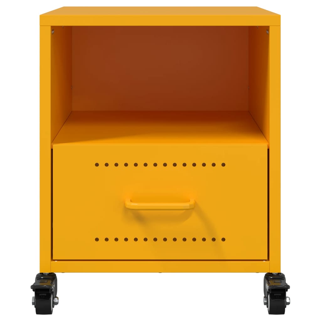 Tables de chevet 2 pcs. Jaune moutarde 36x39x43,5 cm en acier