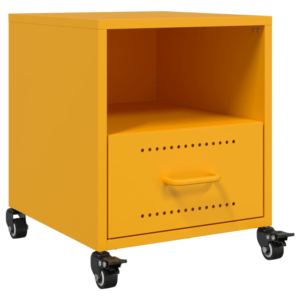 Tables de chevet 2 pcs. Jaune moutarde 36x39x43,5 cm en acier