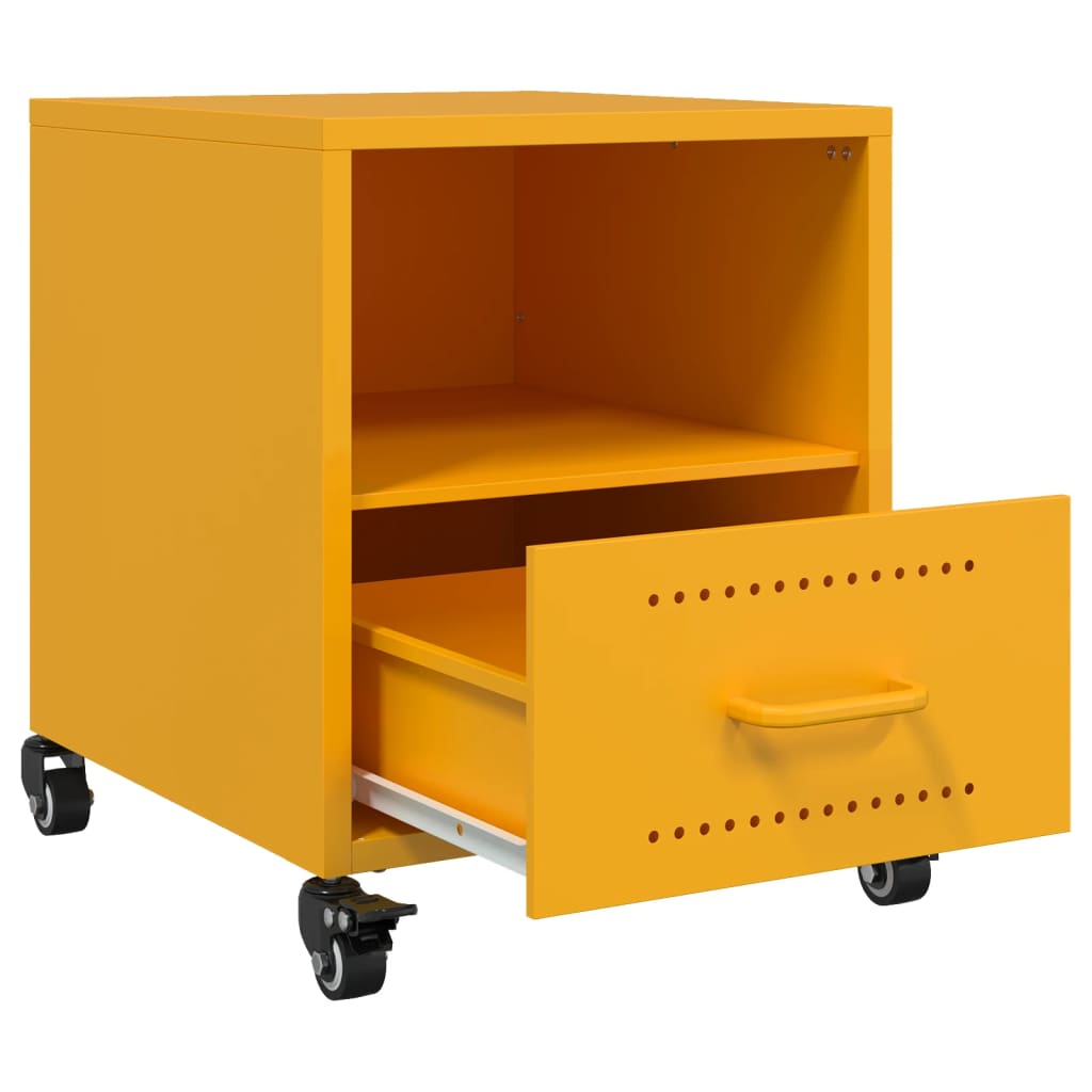Tables de chevet 2 pcs. Jaune moutarde 36x39x43,5 cm en acier