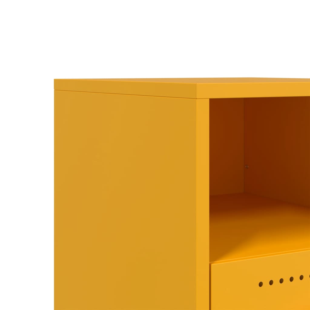 Tables de chevet 2 pcs. Jaune moutarde 36x39x43,5 cm en acier