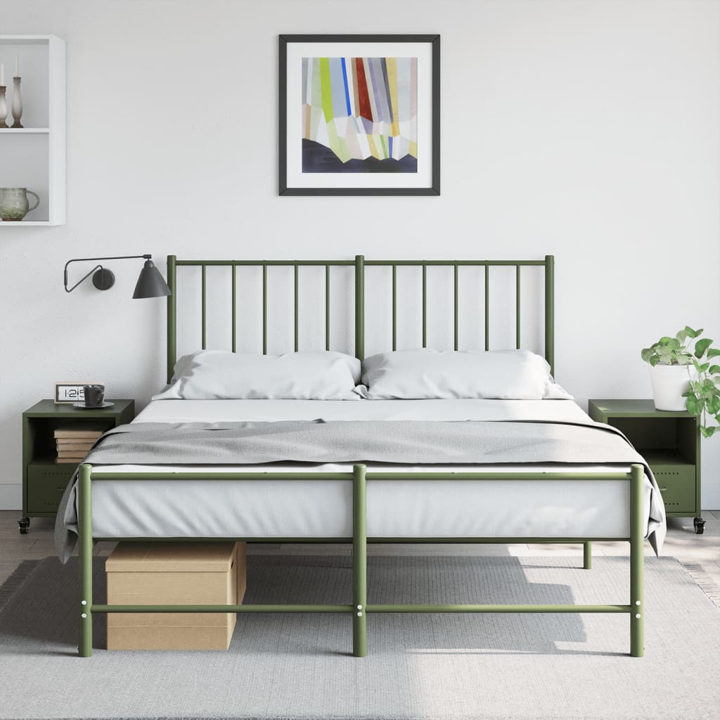 Bedside tables 2 pcs. Olive green 36x39x43.5 cm steel