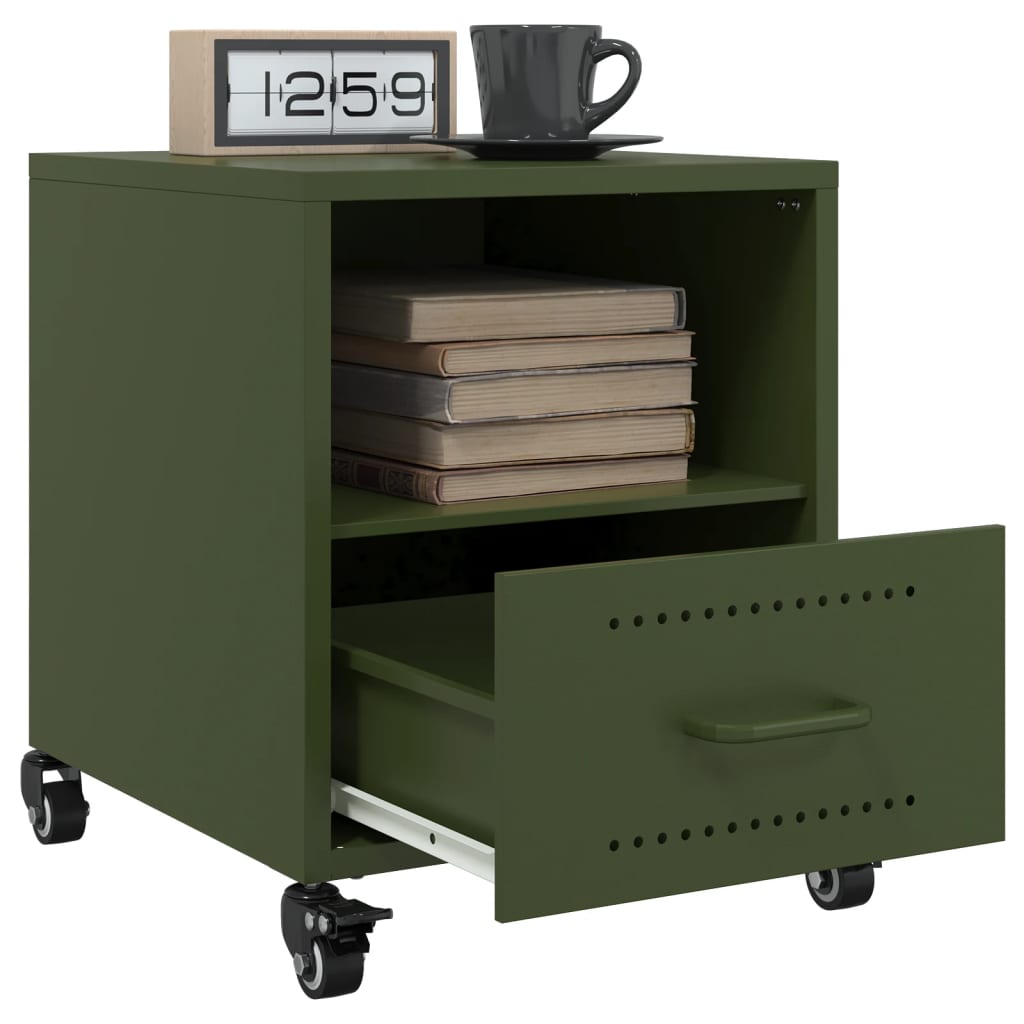 Bedside tables 2 pcs. Olive green 36x39x43.5 cm steel