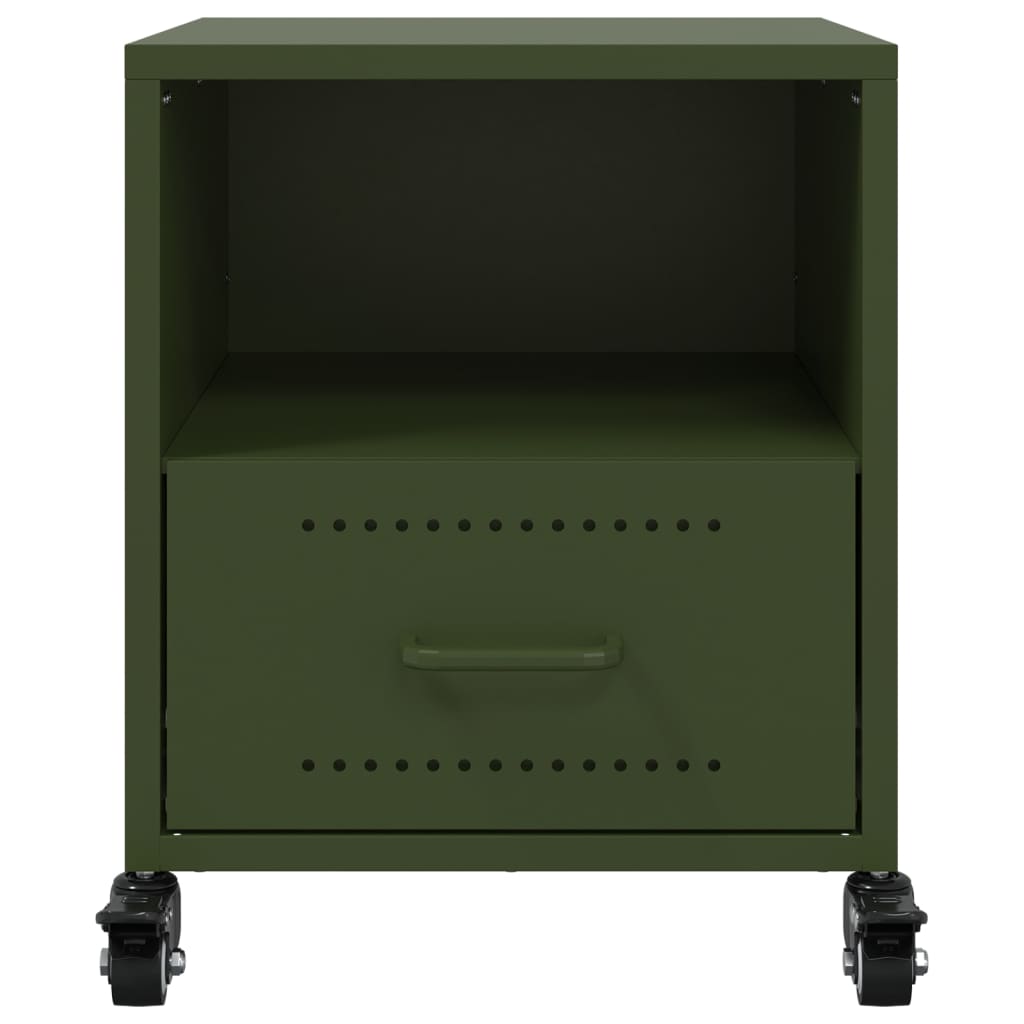 Bedside tables 2 pcs. Olive green 36x39x43.5 cm steel