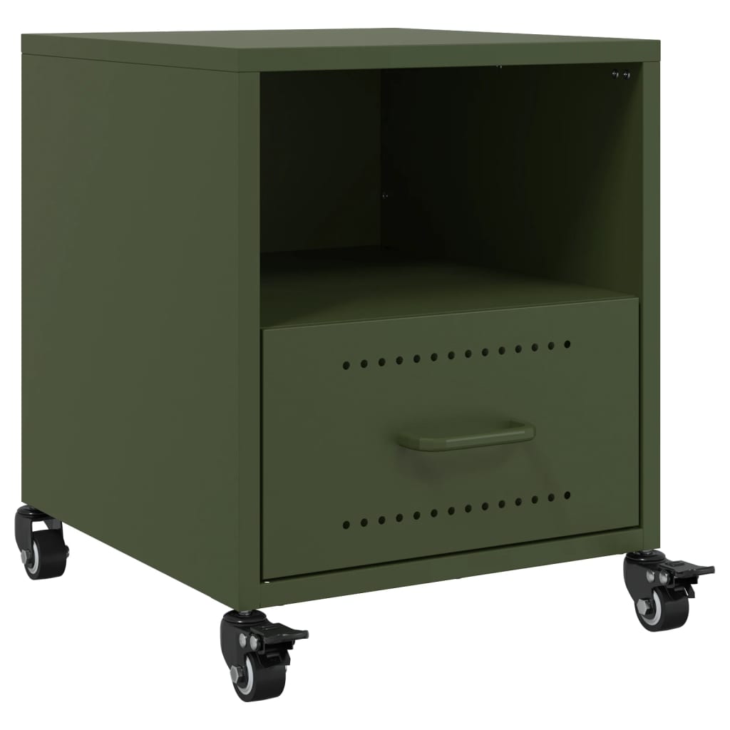 Bedside tables 2 pcs. Olive green 36x39x43.5 cm steel