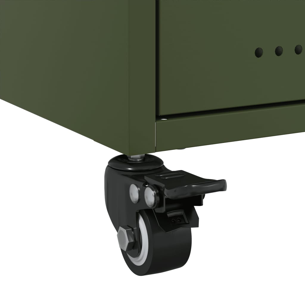 Bedside tables 2 pcs. Olive green 36x39x43.5 cm steel