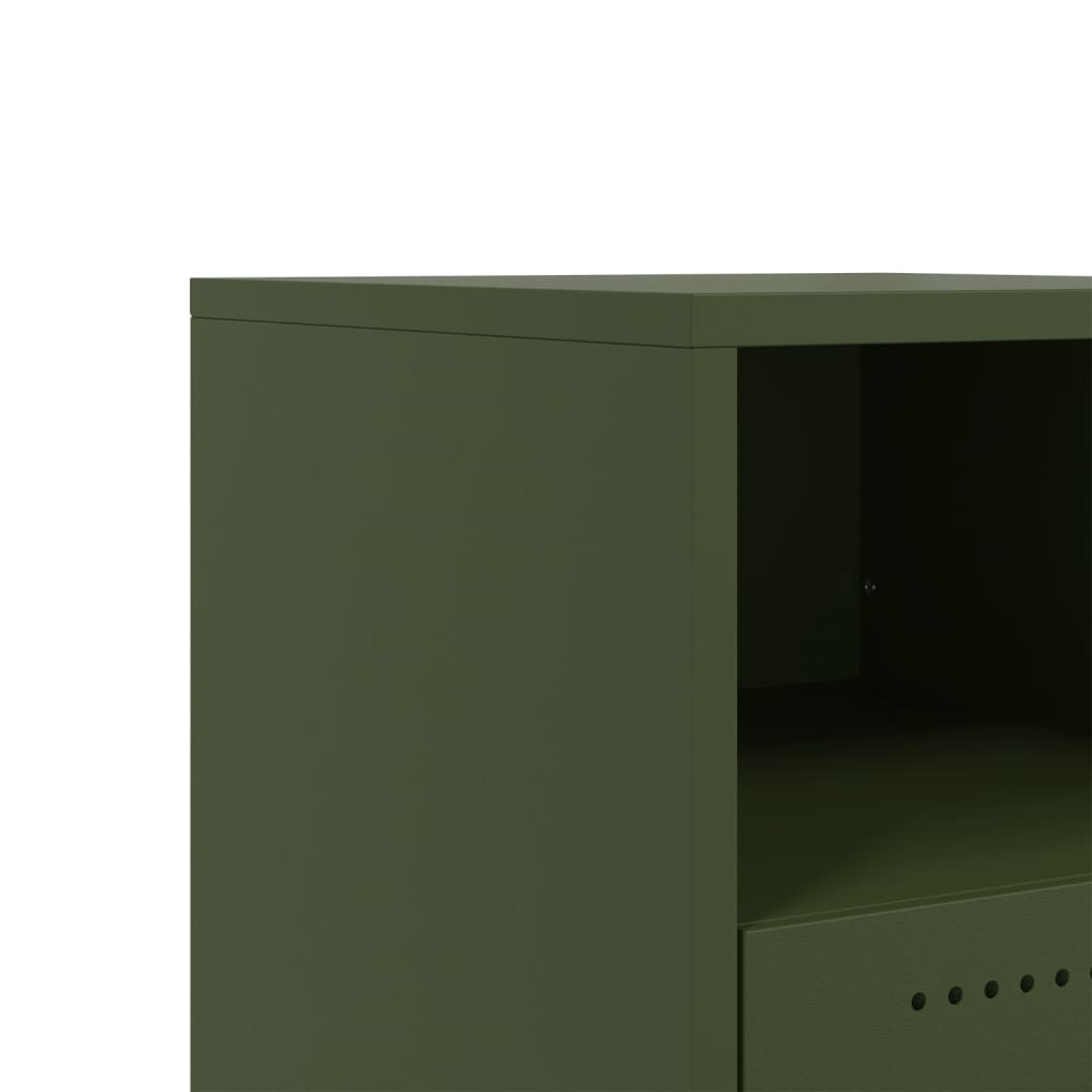 Bedside tables 2 pcs. Olive green 36x39x43.5 cm steel