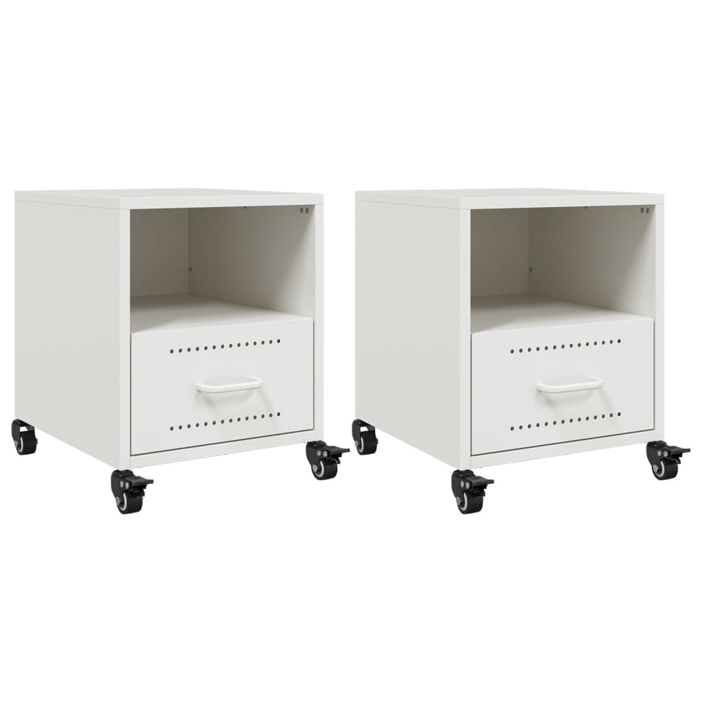 Tables de chevet 2 pcs. Blanc 36x39x43,5 cm en acier