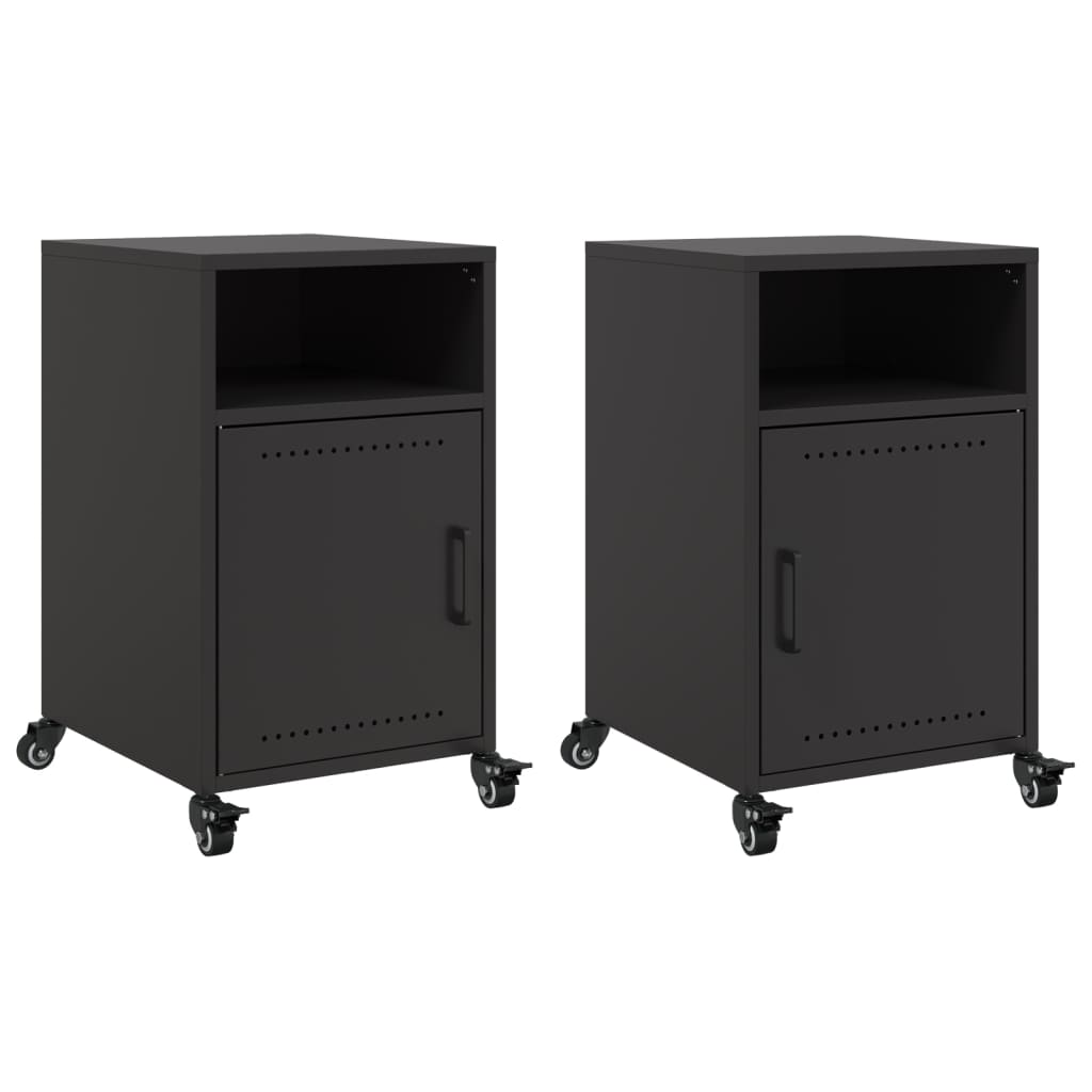 Tables de chevet 2 pcs. Acier noir 36x39x59 cm