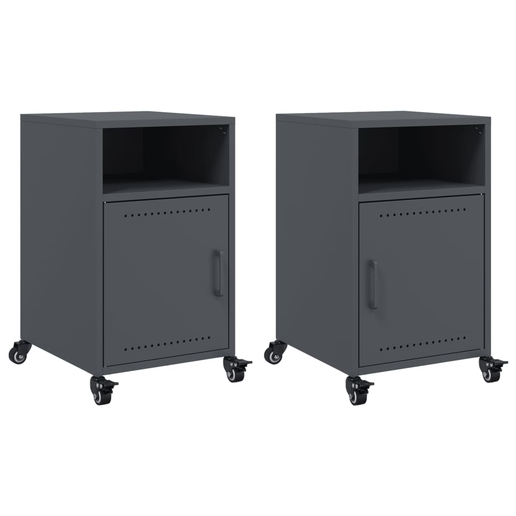 Bedside tables 2 pcs. Anthracite 36x39x59 cm steel