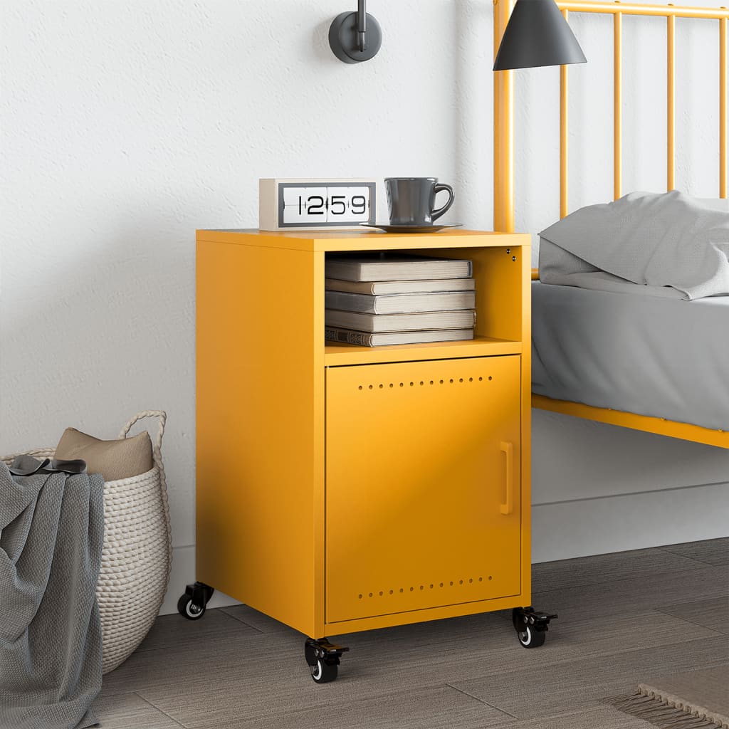 Bedside table mustard yellow 36x39x59 cm steel