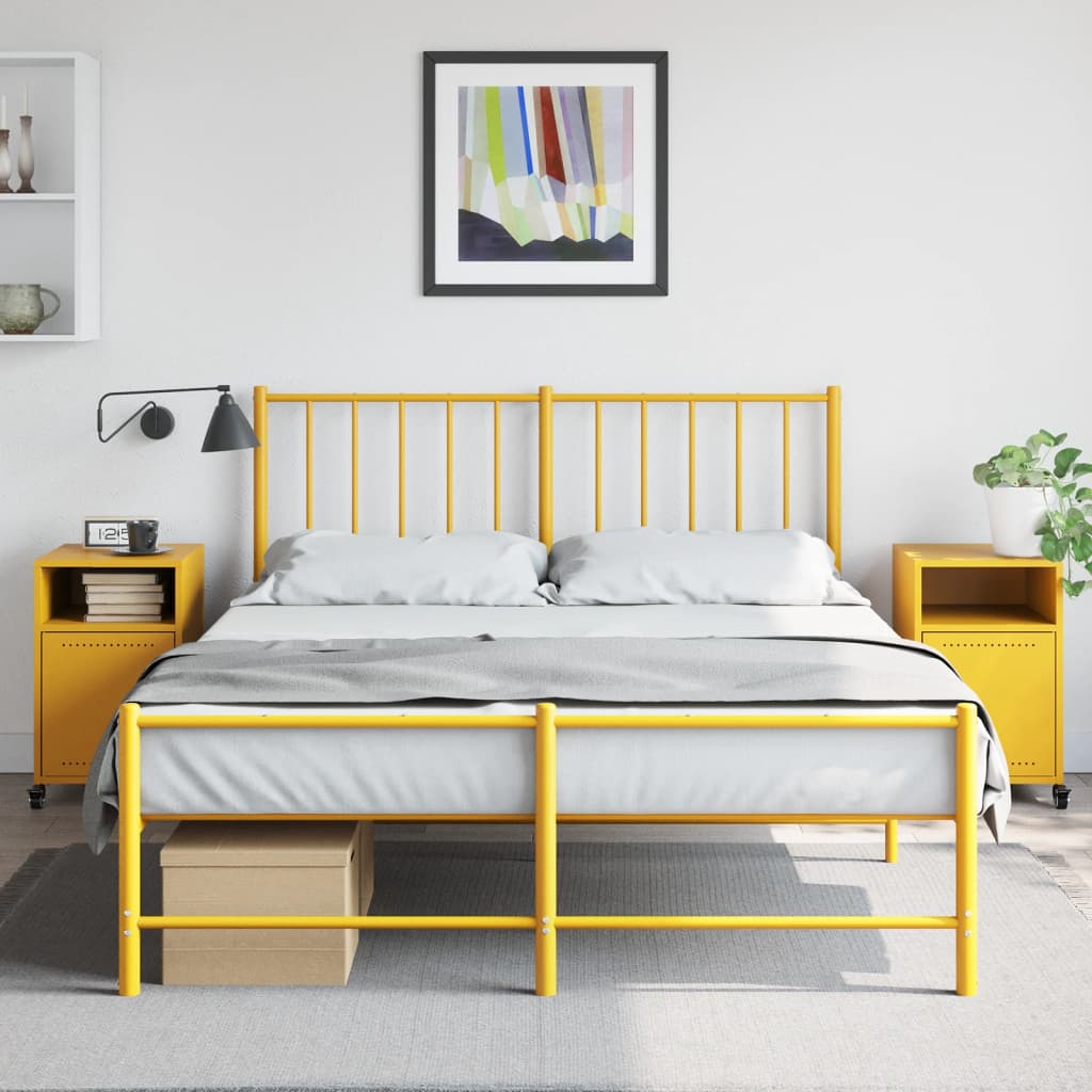 Tables de chevet 2 pcs. Jaune moutarde 36x39x59 cm en acier