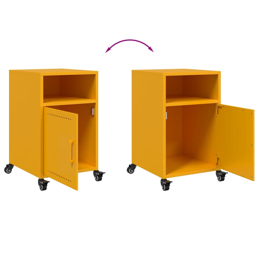 Tables de chevet 2 pcs. Jaune moutarde 36x39x59 cm en acier
