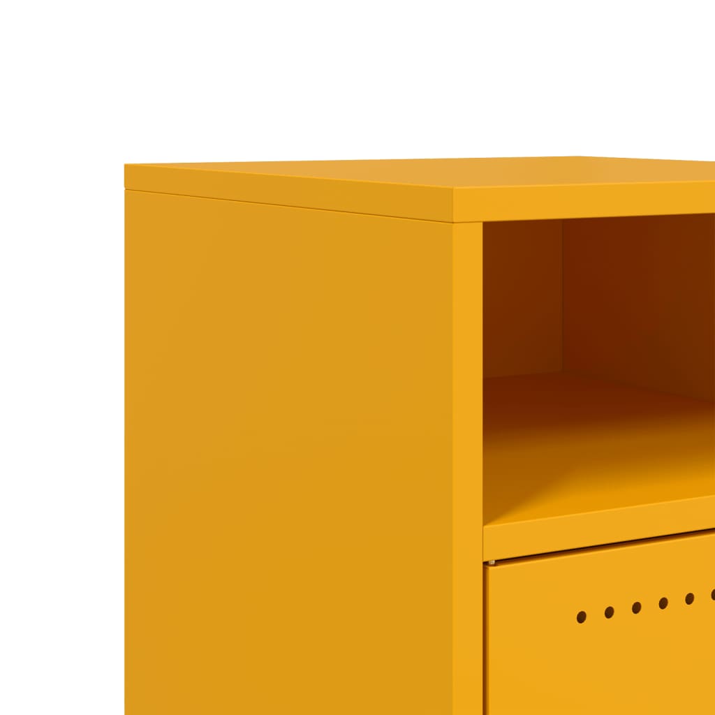 Tables de chevet 2 pcs. Jaune moutarde 36x39x59 cm en acier