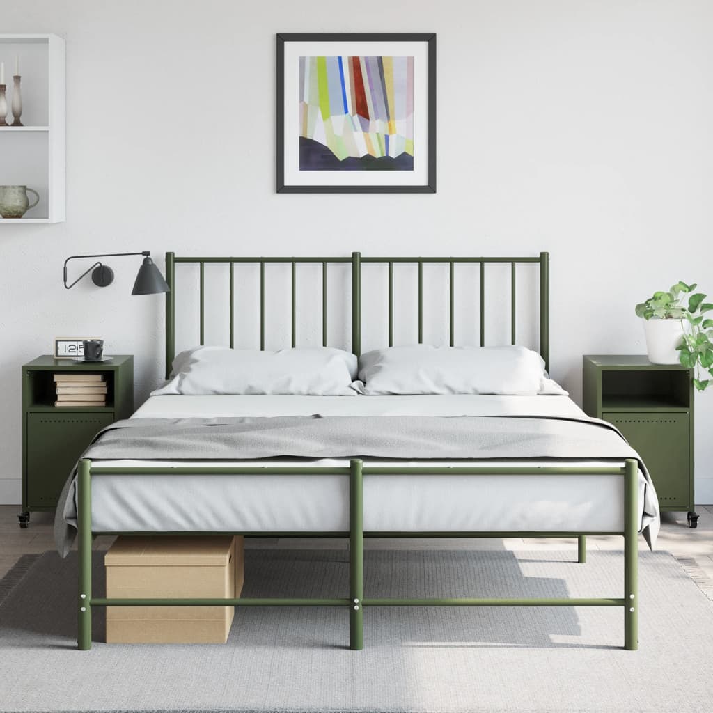 Bedside tables 2 pcs. Olive green 36x39x59 cm steel