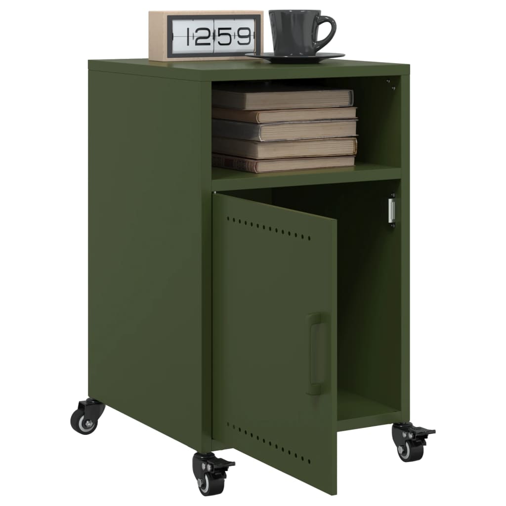Bedside tables 2 pcs. Olive green 36x39x59 cm steel
