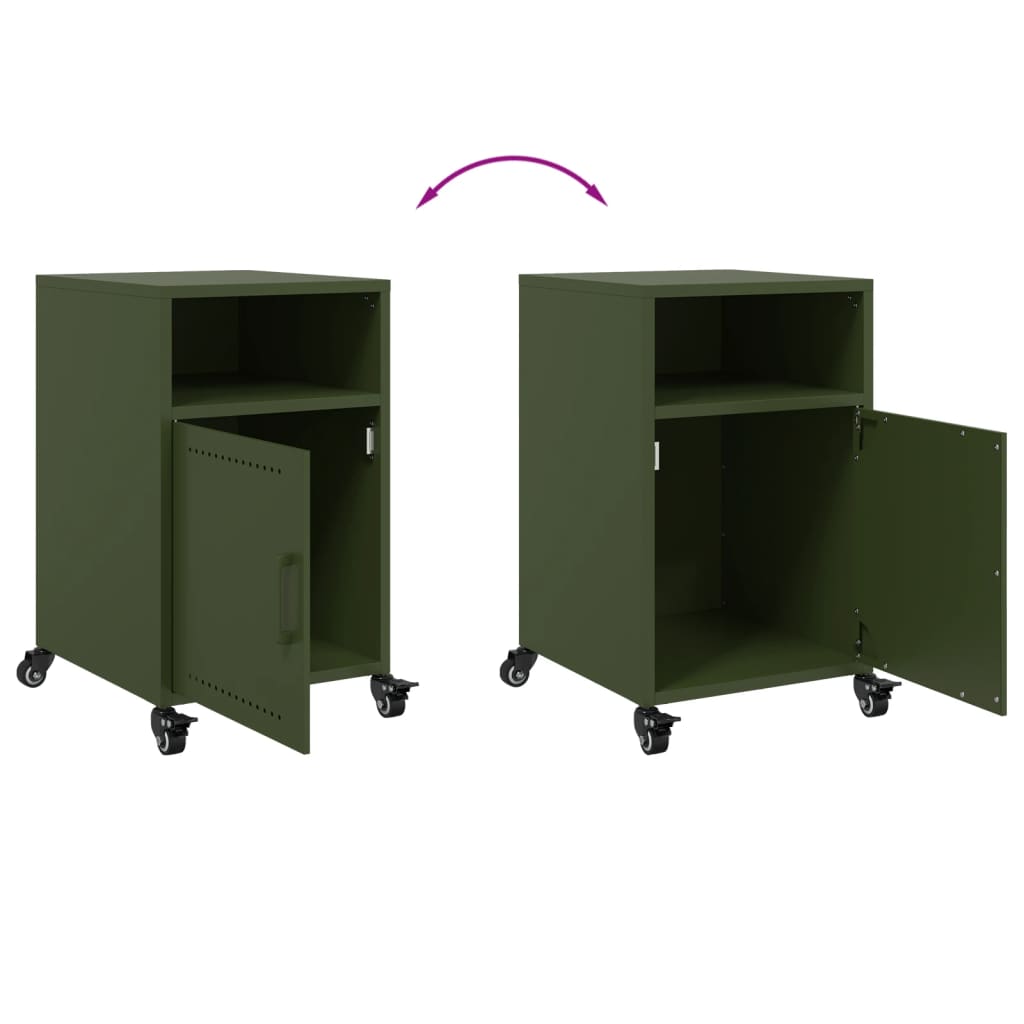 Bedside tables 2 pcs. Olive green 36x39x59 cm steel