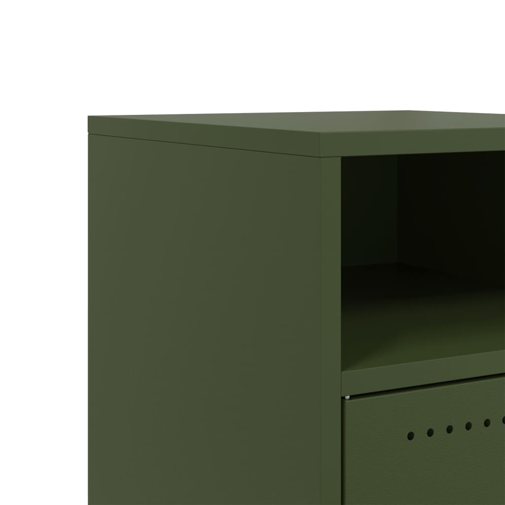 Bedside tables 2 pcs. Olive green 36x39x59 cm steel