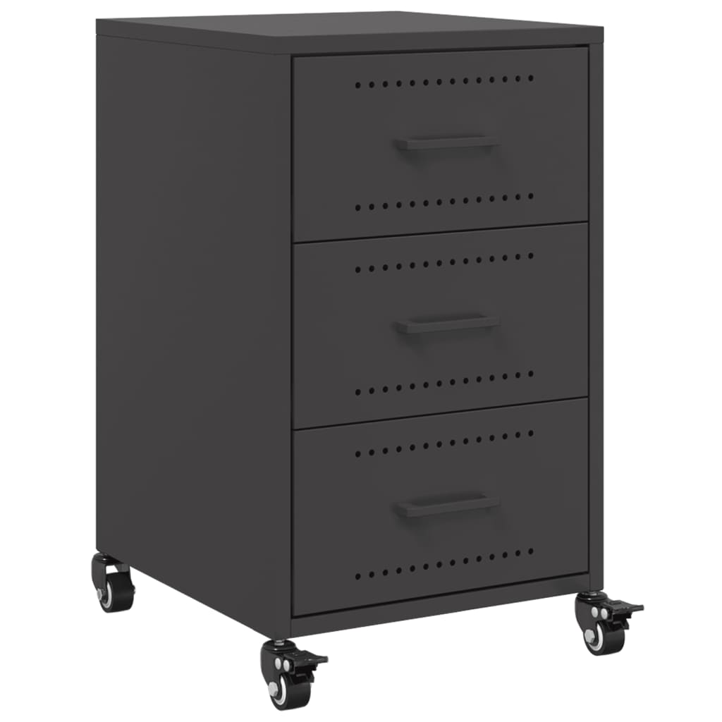 Bedside Table Black 36x39x59 cm Steel