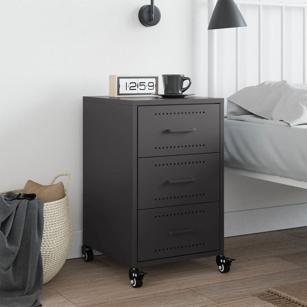 Bedside Table Black 36x39x59 cm Steel