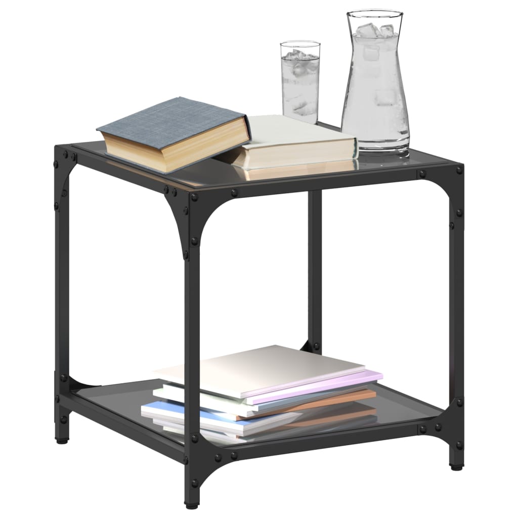 Coffee tables with glass top 2 pcs. Black 40x40x40 cm Steel