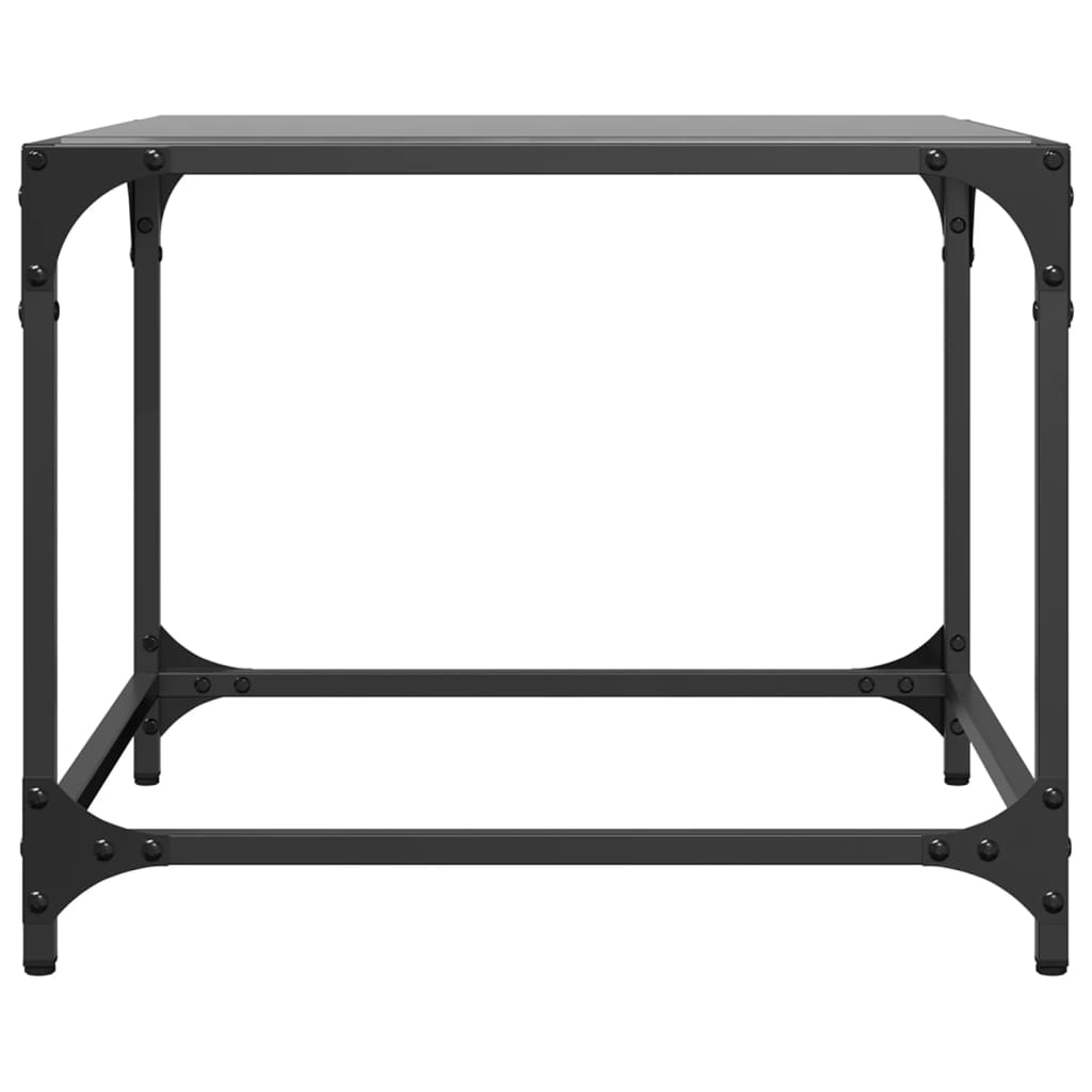 Table basse avec plateau en verre noir 50x50x40 cm en acier