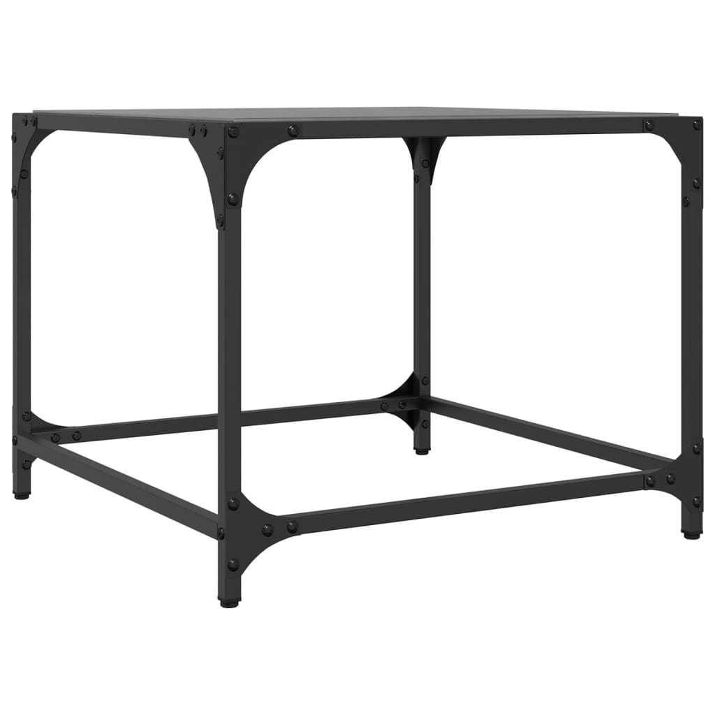 Table basse avec plateau en verre noir 50x50x40 cm en acier