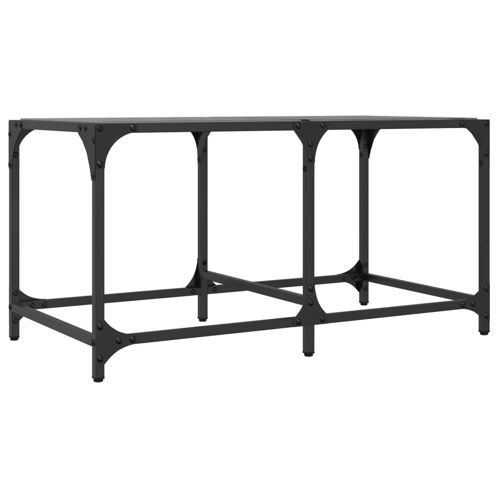 Table basse avec plateau en verre noir 78,5x40x40 cm acier