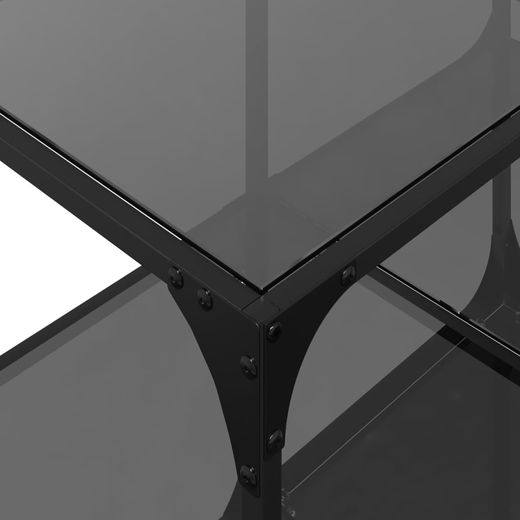 Table basse avec plateau en verre noir 78,5x40x40 cm acier