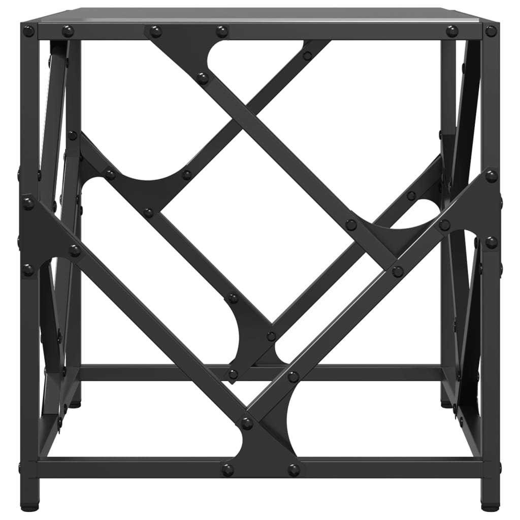 Table basse avec plateau en verre noir 40x40x41 cm en acier